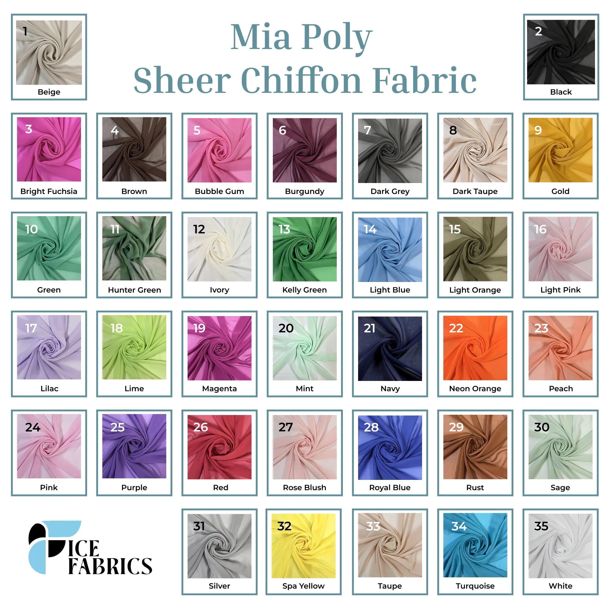 Mia Poly Sheer Chiffon Fabric